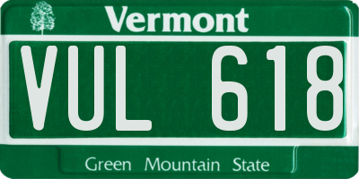 VT license plate VUL618