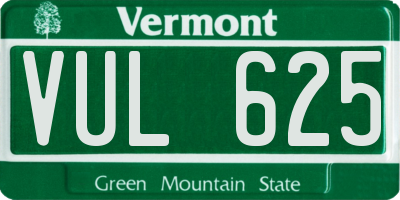 VT license plate VUL625