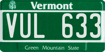 VT license plate VUL633