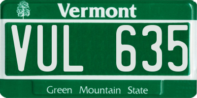 VT license plate VUL635
