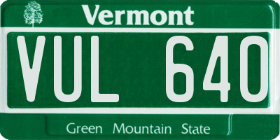 VT license plate VUL640