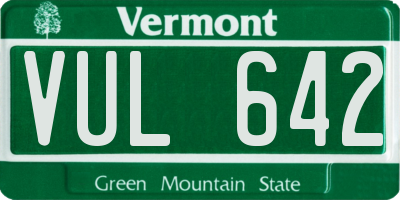 VT license plate VUL642