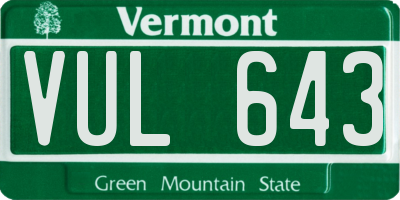 VT license plate VUL643