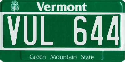 VT license plate VUL644