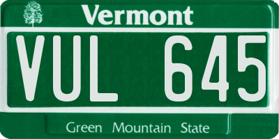 VT license plate VUL645