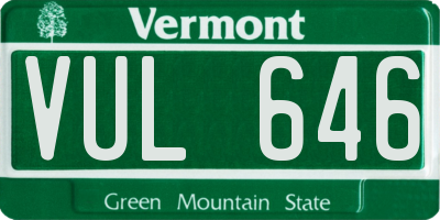 VT license plate VUL646