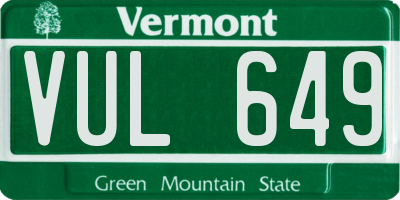 VT license plate VUL649