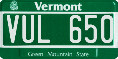 VT license plate VUL650