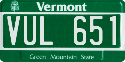 VT license plate VUL651