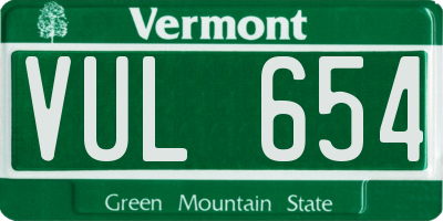 VT license plate VUL654