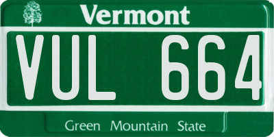 VT license plate VUL664