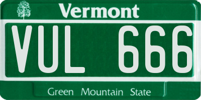 VT license plate VUL666
