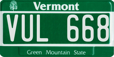 VT license plate VUL668