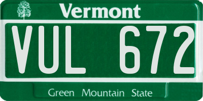 VT license plate VUL672