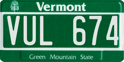 VT license plate VUL674