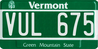 VT license plate VUL675