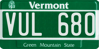 VT license plate VUL680