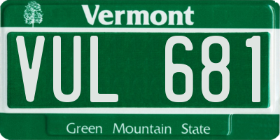 VT license plate VUL681