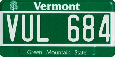 VT license plate VUL684