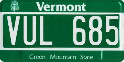 VT license plate VUL685