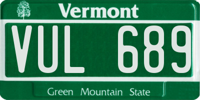 VT license plate VUL689
