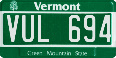 VT license plate VUL694