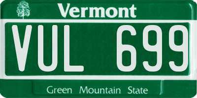 VT license plate VUL699