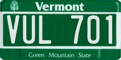 VT license plate VUL701