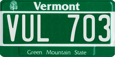 VT license plate VUL703
