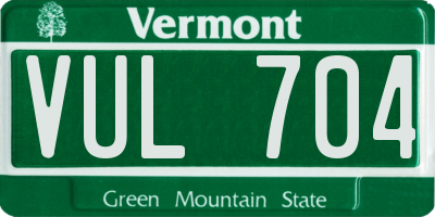 VT license plate VUL704