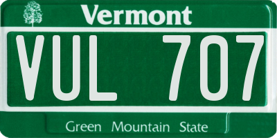 VT license plate VUL707