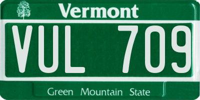 VT license plate VUL709