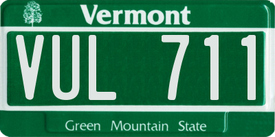 VT license plate VUL711