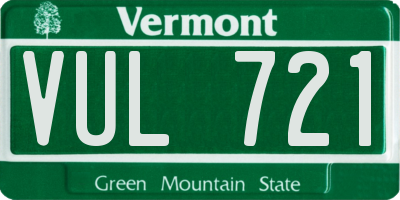 VT license plate VUL721