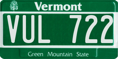VT license plate VUL722