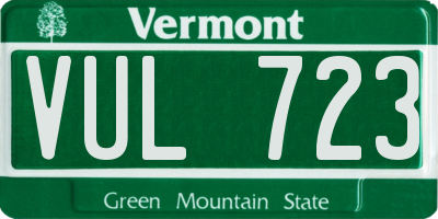 VT license plate VUL723