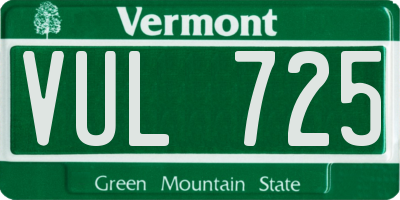 VT license plate VUL725