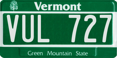 VT license plate VUL727