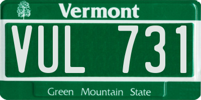 VT license plate VUL731