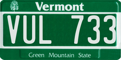 VT license plate VUL733