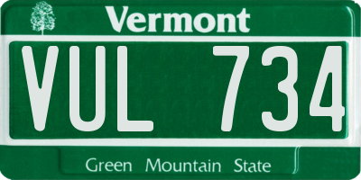 VT license plate VUL734