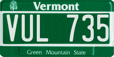 VT license plate VUL735