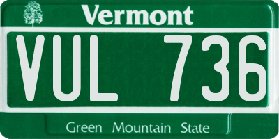 VT license plate VUL736