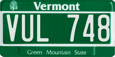 VT license plate VUL748