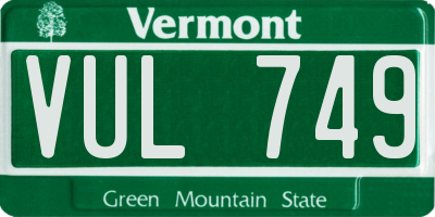VT license plate VUL749