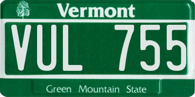 VT license plate VUL755
