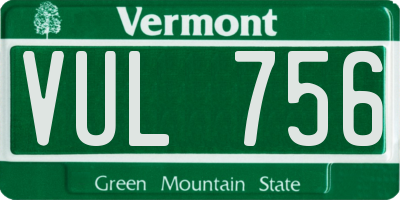 VT license plate VUL756