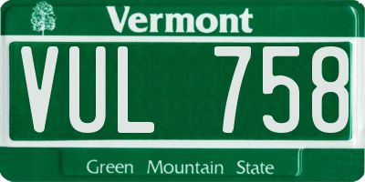 VT license plate VUL758