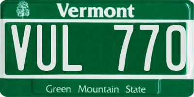VT license plate VUL770