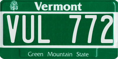 VT license plate VUL772